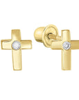 Classic Cross Stud Earrings in 14K Gold