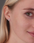 CZ Small Bear Face Stud Earrings in Sterling Silver