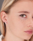 CZ Double Teardrop Stud Earrings in Sterling Silver