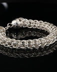 Thick Byzantine Chain Bracelet with S-Hook Clasp, 8.75" Unisex in Sterling Silver