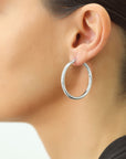 Sterling Silver Classic Round Chunky Hoop Earrings, 3mm