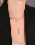 CZ Royal Teardrop Charm Necklace, Bridal Jewelry, Boho Style in Sterling Silver