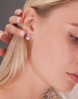 CZ Key To My Heart Earrings in Sterling Silver