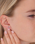 CZ Small Heart Stud Earrings, 1028 in Sterling Silver