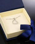 CZ Tilted Heart Charm Necklace in Sterling Silver