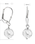 CZ Dangle Ball Earrings with Designs in Sterling Silver