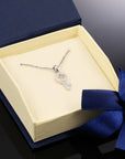 CZ Tiny Key Charm Necklace in Sterling Silver