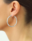 Sterling Silver Classic Round Chunky Hoop Earrings, 3mm