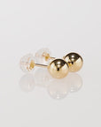 14K Yellow Gold Ball Stud Earrings, Silicone Covered Gold Push Backings (Unisex)