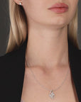 CZ Infinity Teardrop Charm Necklace with Zircona in Sterling Silver