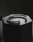 CZ Italian Cuff Bracelet with Gold Accents in Sterling Silver