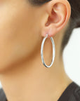 Sterling Silver Classic Round Chunky Hoop Earrings, 3mm