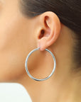 Sterling Silver Classic Round Chunky Hoop Earrings, 3mm