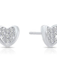 CZ Curved Heart Stud Earrings, 3609 in Sterling Silver