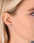 CZ Curved Heart Stud Earrings, 3609 in Sterling Silver