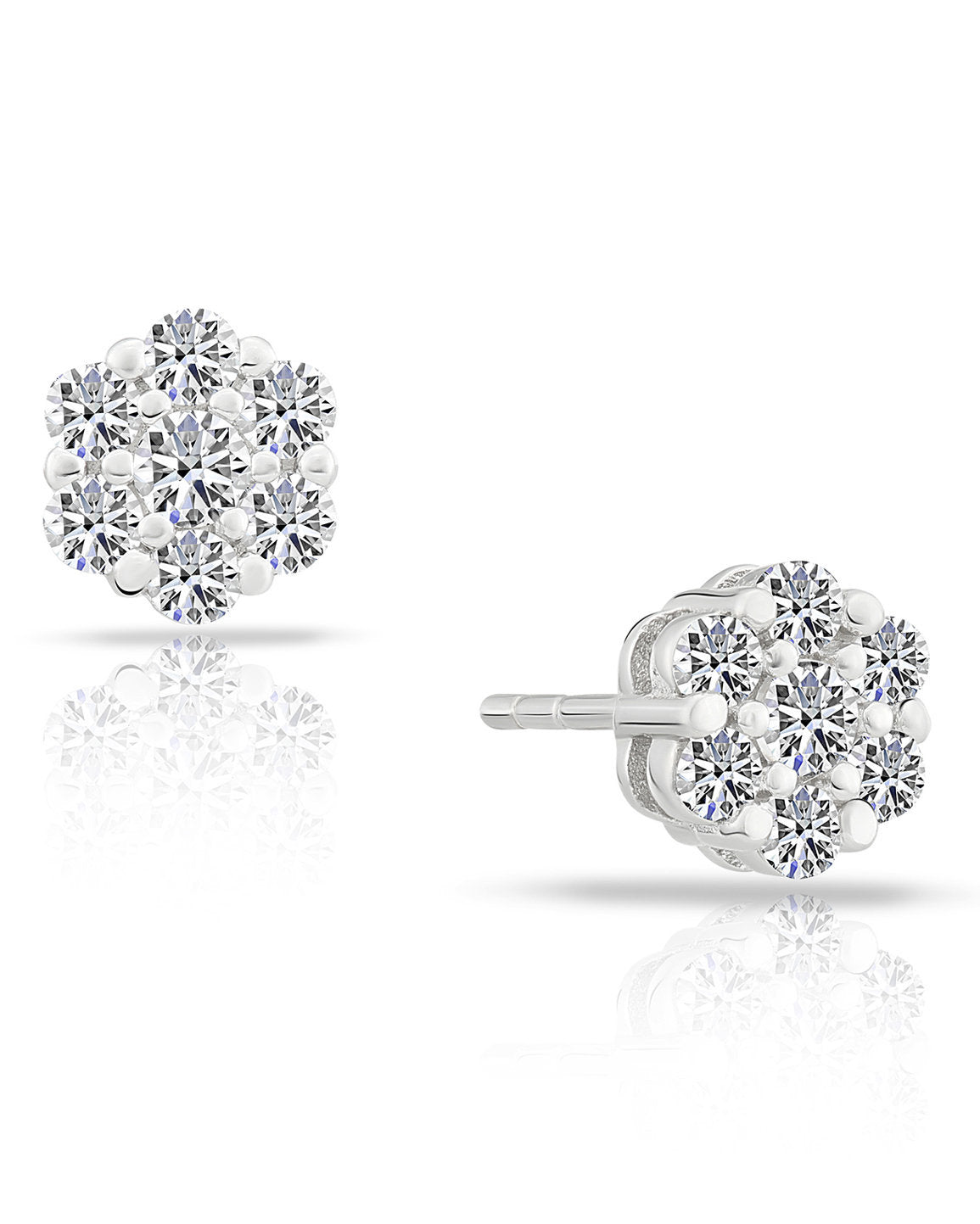 Sterling Silver Tiny Flower Halo Stud Earrings