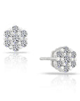 CZ Tiny Flower Halo Stud Earrings in Sterling Silver