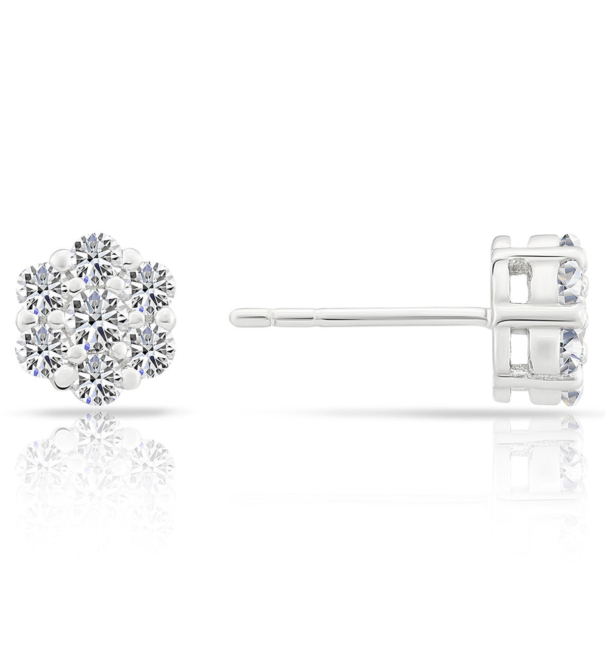 Sterling Silver Tiny Flower Halo Stud Earrings