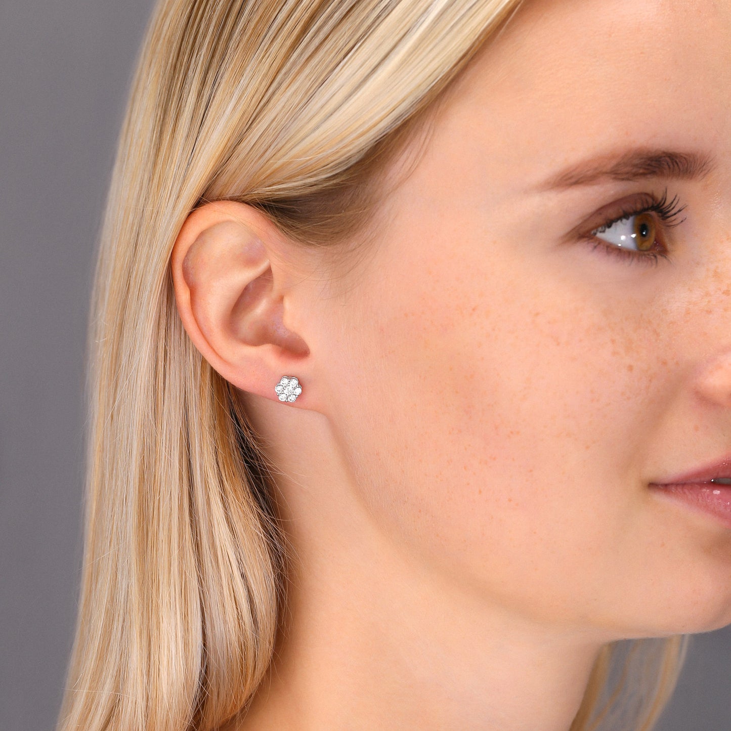 Sterling Silver Tiny Flower Halo Stud Earrings