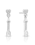 CZ Cupids Arrow Dangle Stud Earrings in Sterling Silver