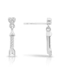 CZ Cupids Arrow Dangle Stud Earrings in Sterling Silver