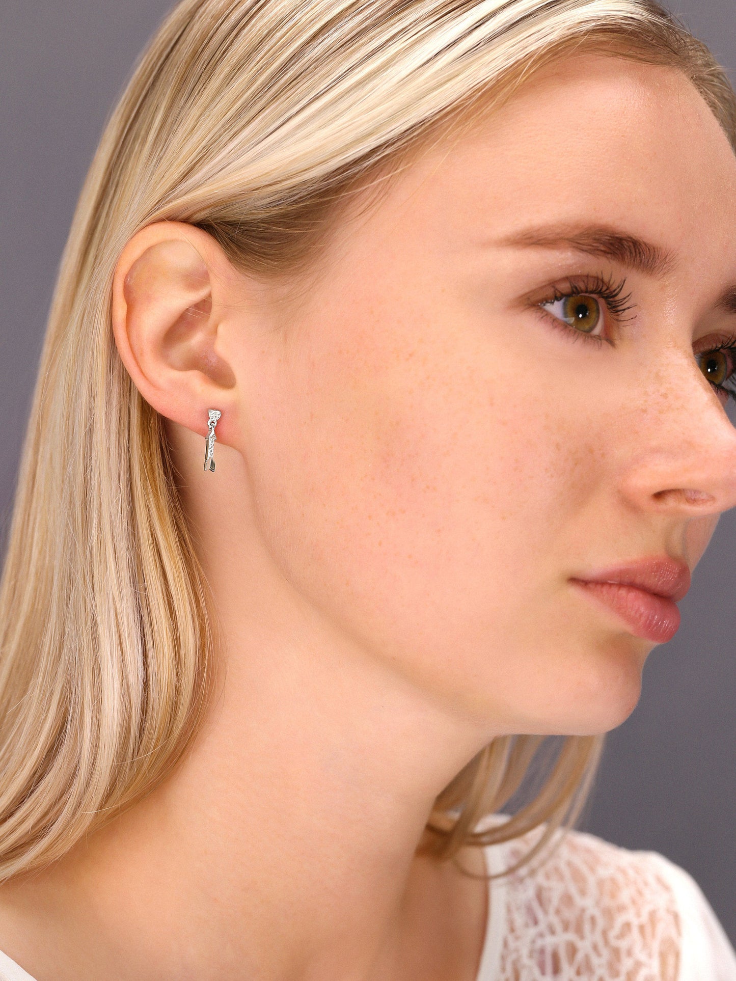 Sterling Silver Cupids Arrow Dangle Stud Earrings