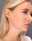 CZ Cupids Arrow Dangle Stud Earrings in Sterling Silver