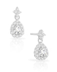 CZ Teardrop Dangle Stud Earrings in Sterling Silver