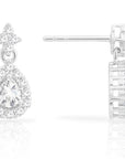 CZ Teardrop Dangle Stud Earrings in Sterling Silver