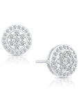 CZ Halo Flower Stud Earrings, 1974 in Sterling Silver