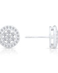 CZ Halo Flower Stud Earrings, 1974 in Sterling Silver