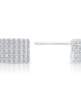CZ Curved Square Stud Earrings in Sterling Silver