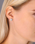 CZ Curved Square Stud Earrings in Sterling Silver