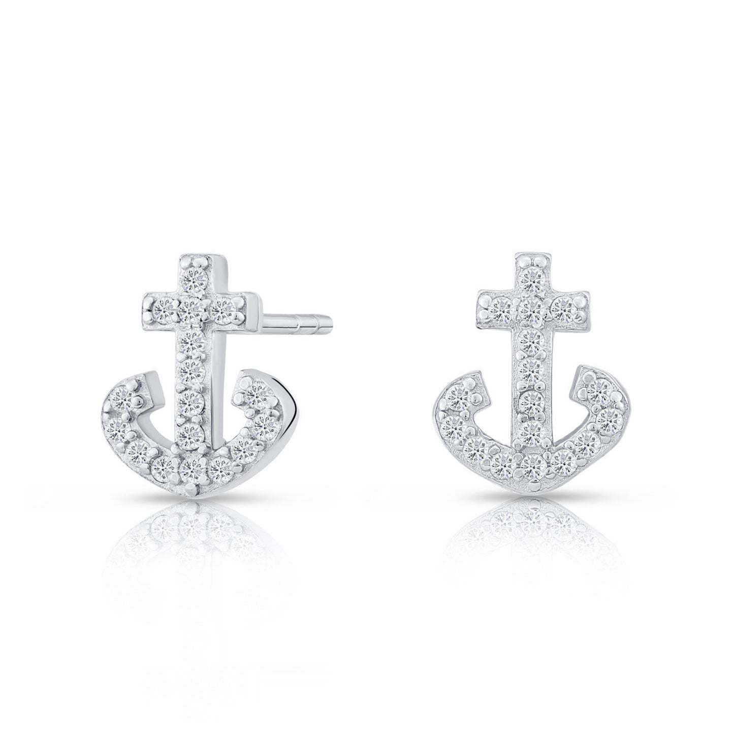 Sterling Silver Small Anchor Stud Earrings, 1307