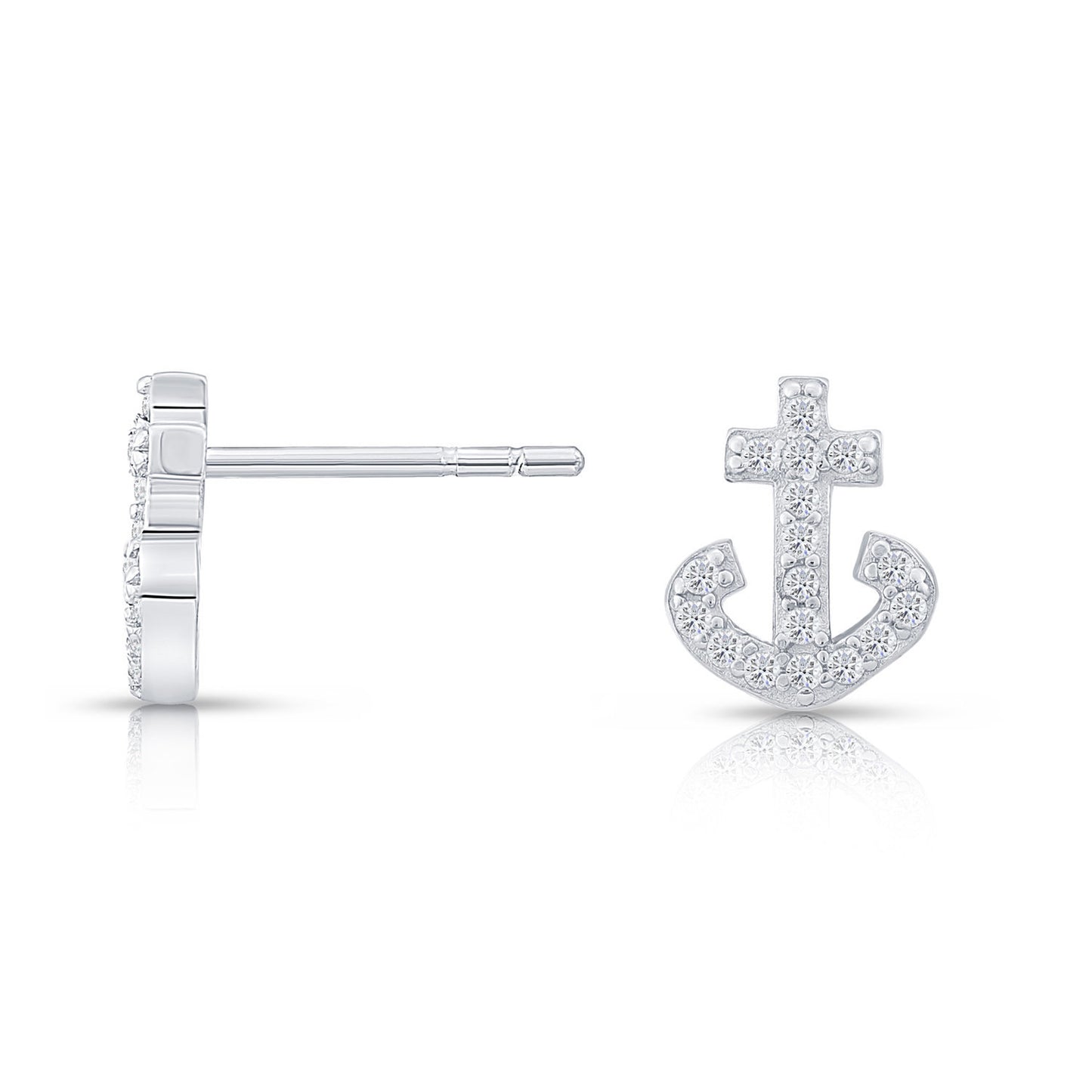 Sterling Silver Small Anchor Stud Earrings, 1307