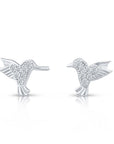 CZ Bird Stud Earrings in Sterling Silver