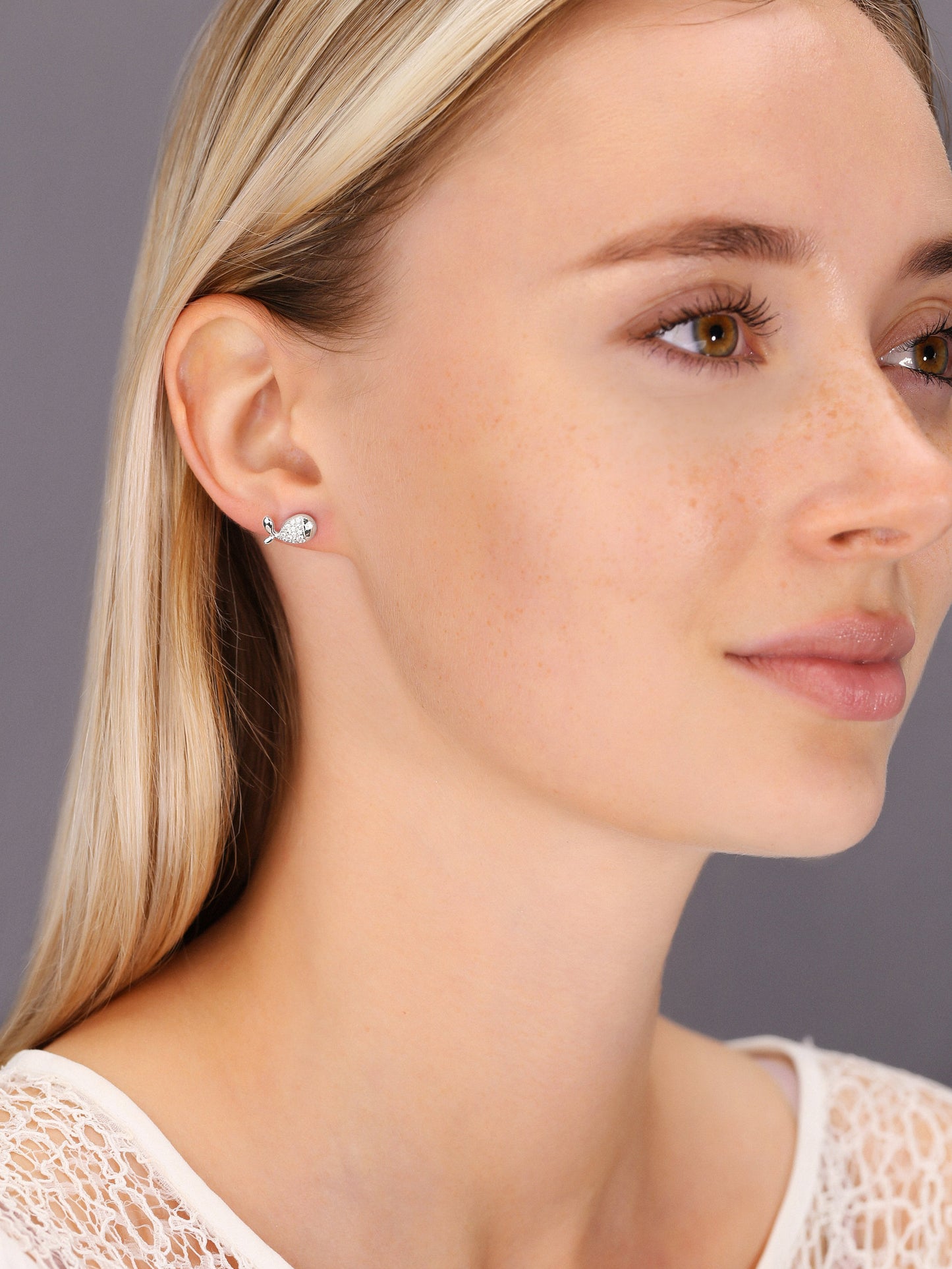 Sterling Silver Fish Stud Earrings, Whale