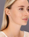 CZ Fish Stud Earrings, Whale in Sterling Silver