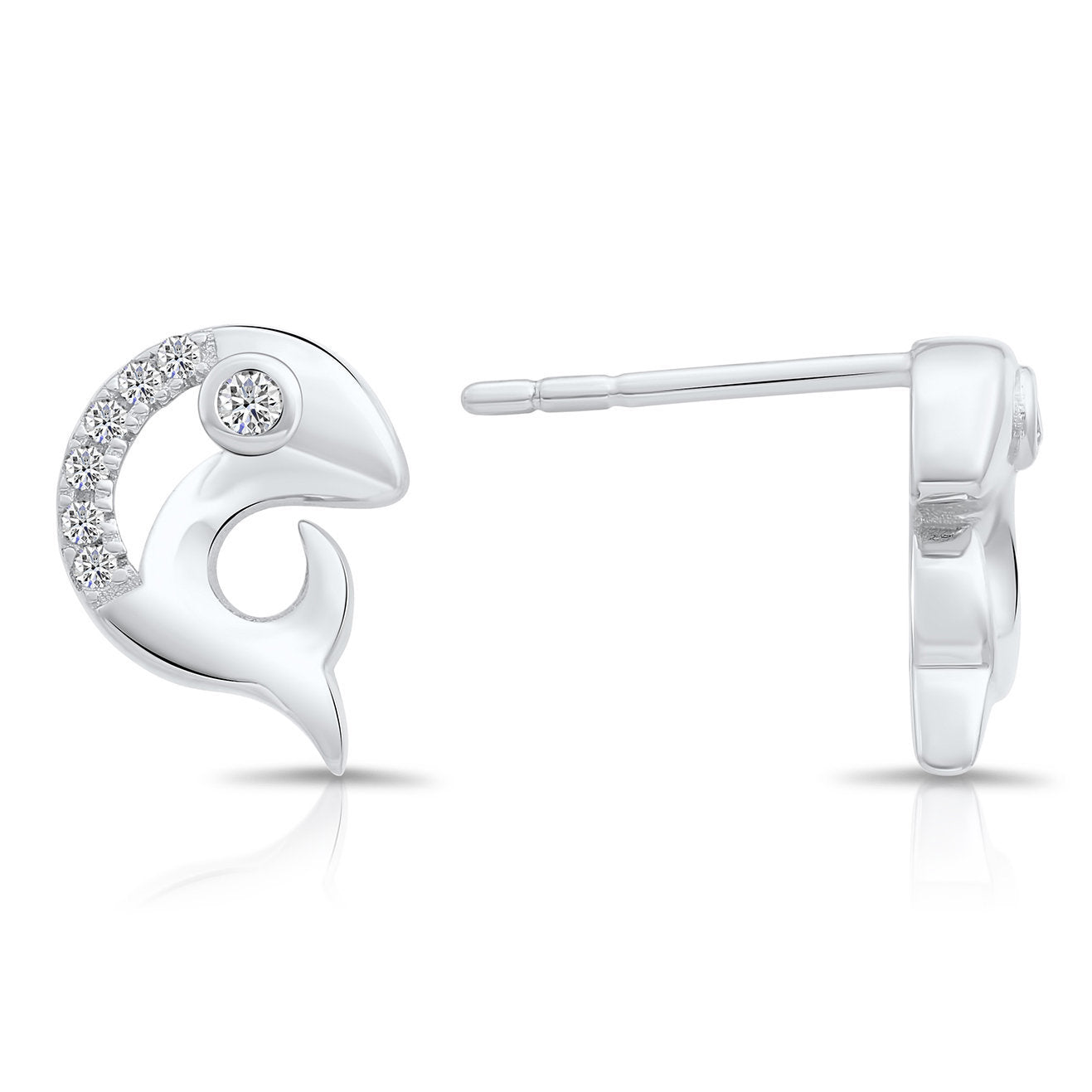 Sterling Silver Small Fish Stud Earrings