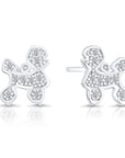 CZ Poodle Stud Earrings in Sterling Silver