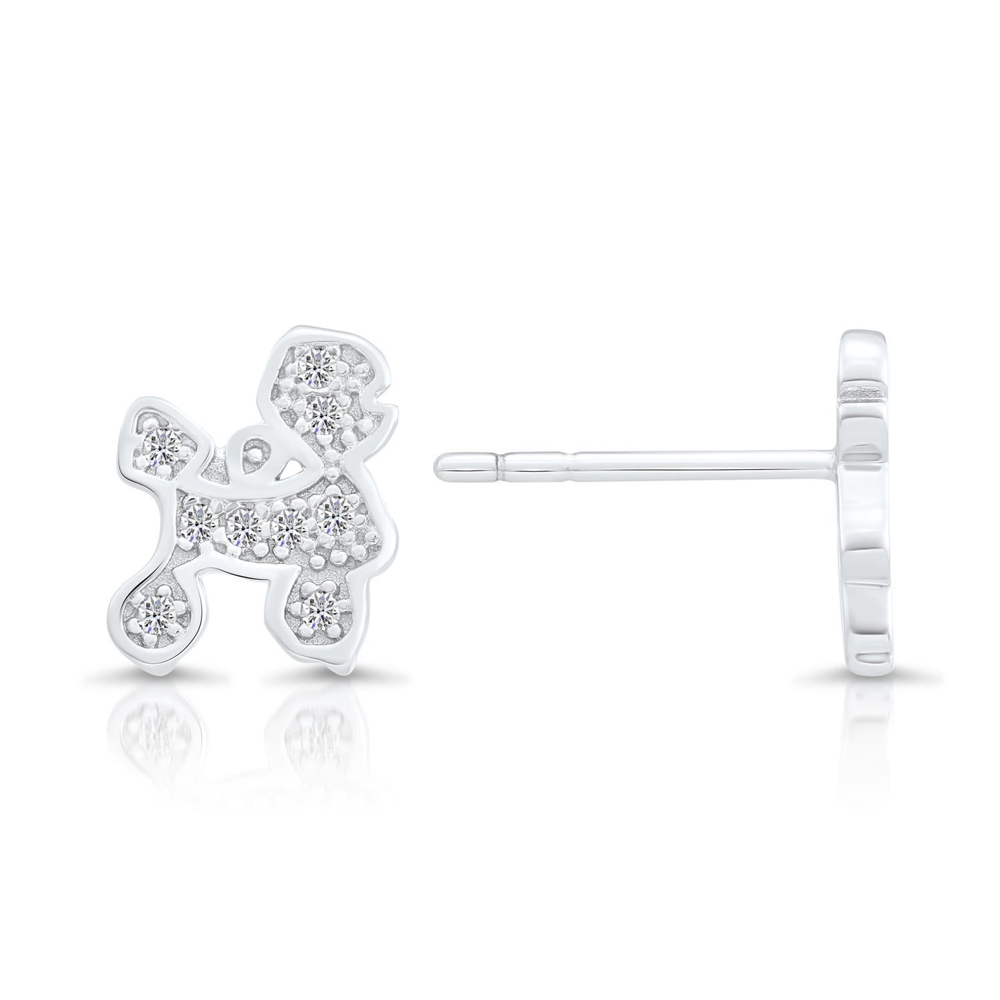 Sterling Silver Poodle Stud Earrings