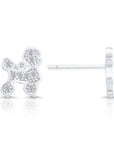 CZ Poodle Stud Earrings in Sterling Silver