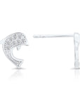 CZ Dolphin Stud Earrings in Sterling Silver