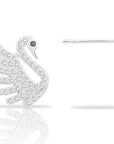 CZ White Swan Stud Earrings in Sterling Silver
