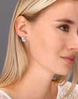 CZ White Swan Stud Earrings in Sterling Silver