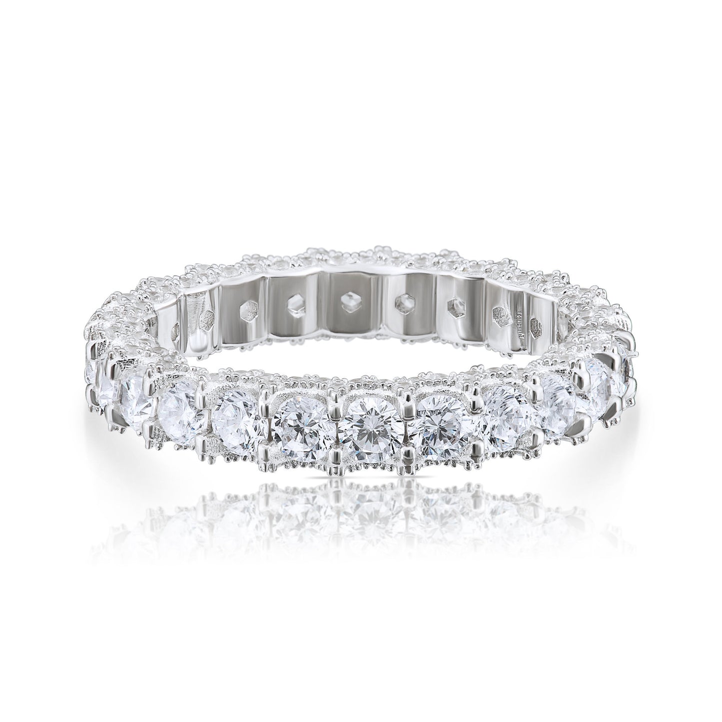 Eternity Engagement Band Ring In Sterling Silver, 3mm Width