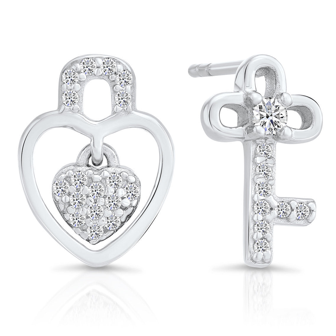 Sterling Silver Key To My Heart Earrings