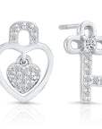 CZ Key To My Heart Earrings in Sterling Silver