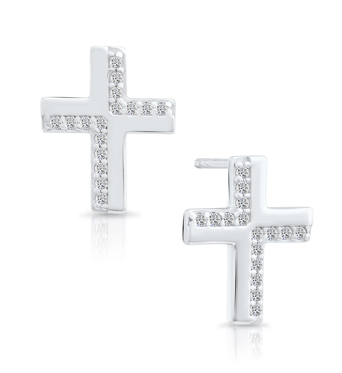 CZ Cross Stud Earrings in Sterling Silver Tilo Jewelry