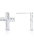 CZ Cross Stud Earrings in Sterling Silver